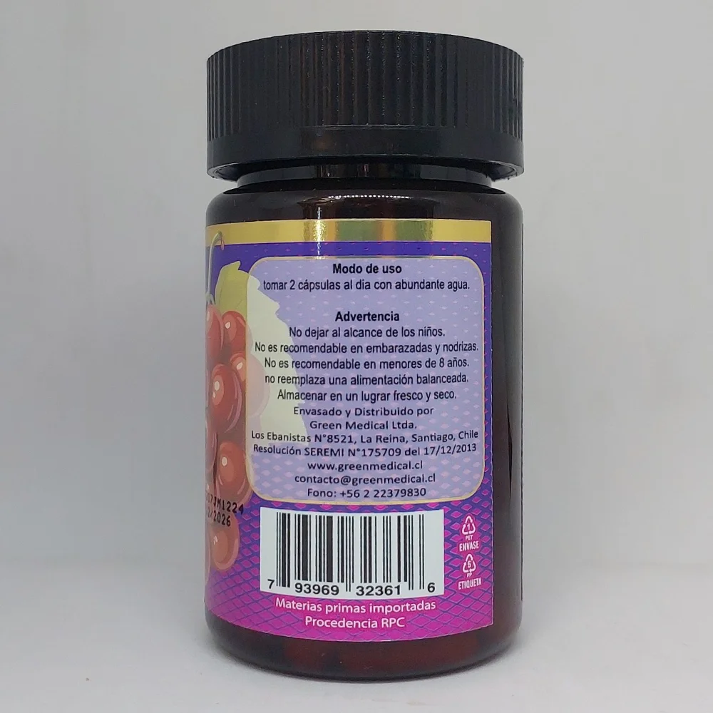 Resveratrol 500 mg 60 Cápsulas modo de uso, Green Medical