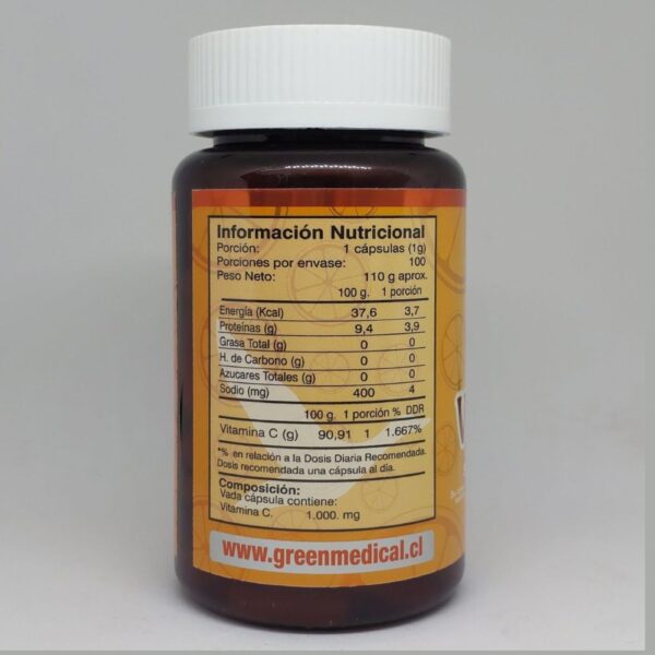 Vitamina C, 1000 mg, información nutricional