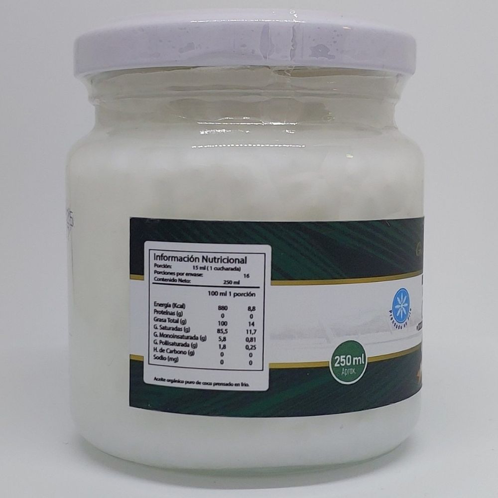 Aceite de Coco 250 g información nutricional
