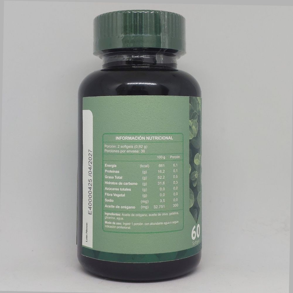 Aceite de Orégano información nutricional