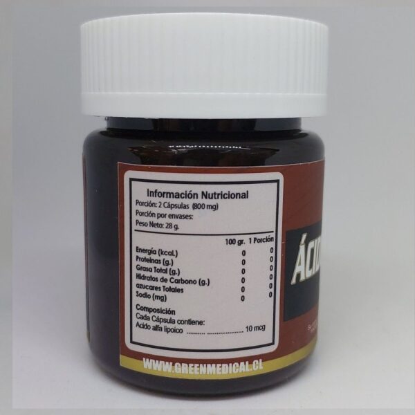 Acido Alfa Lipoico información nutricional