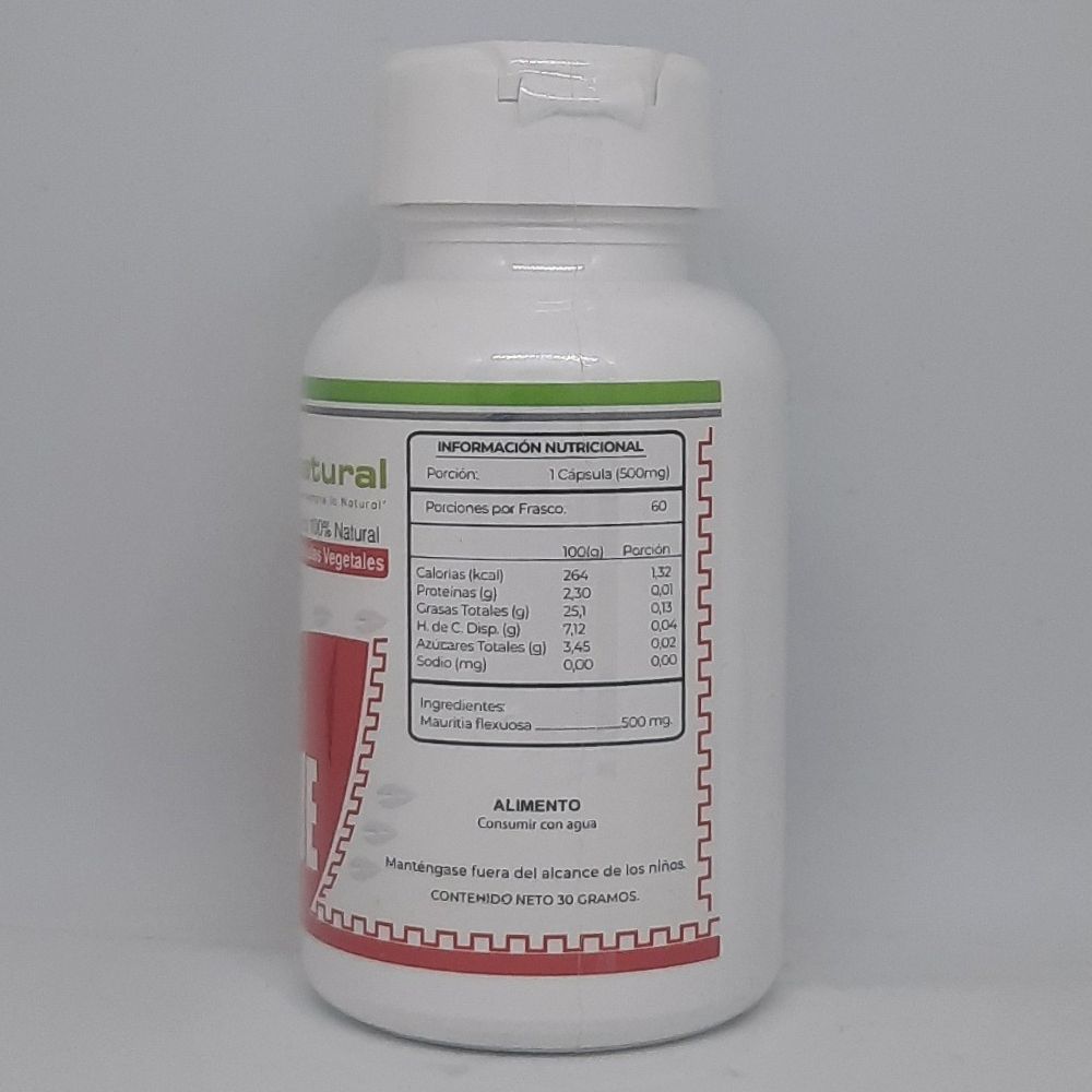 Aguaje Cápsulas información nutricional