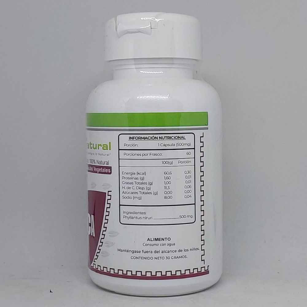 Chanca Piedra Cápsulas información nutricional