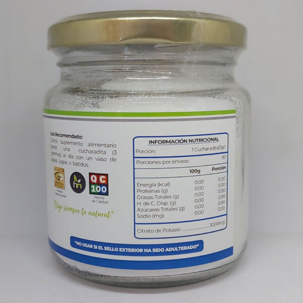 Citrato de Potasio en Polvo información nutricional