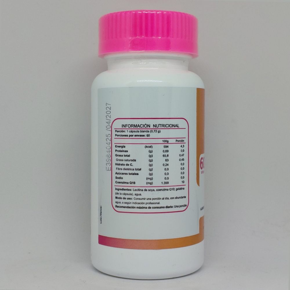 Coenzima Q10 información nutricional