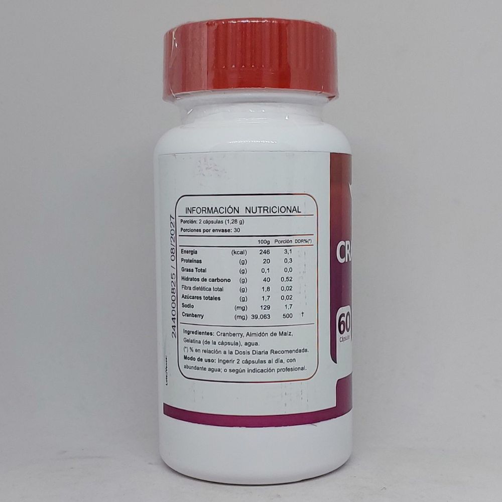 Cranberry cápsulas información nutricional