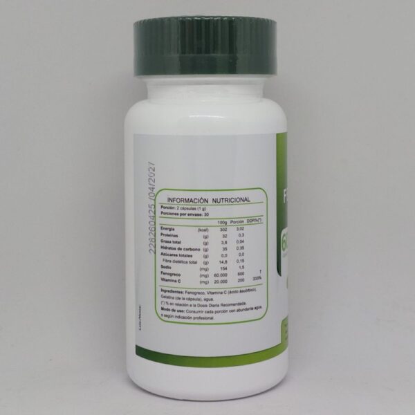 Fenogreco cápsulas, información nutricional