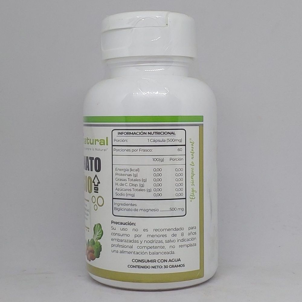 L-Bisglicinato de Magnesio Cápsulas información nutricional