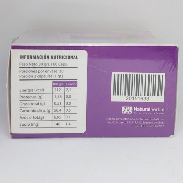 Lxo Herbal información nutricional