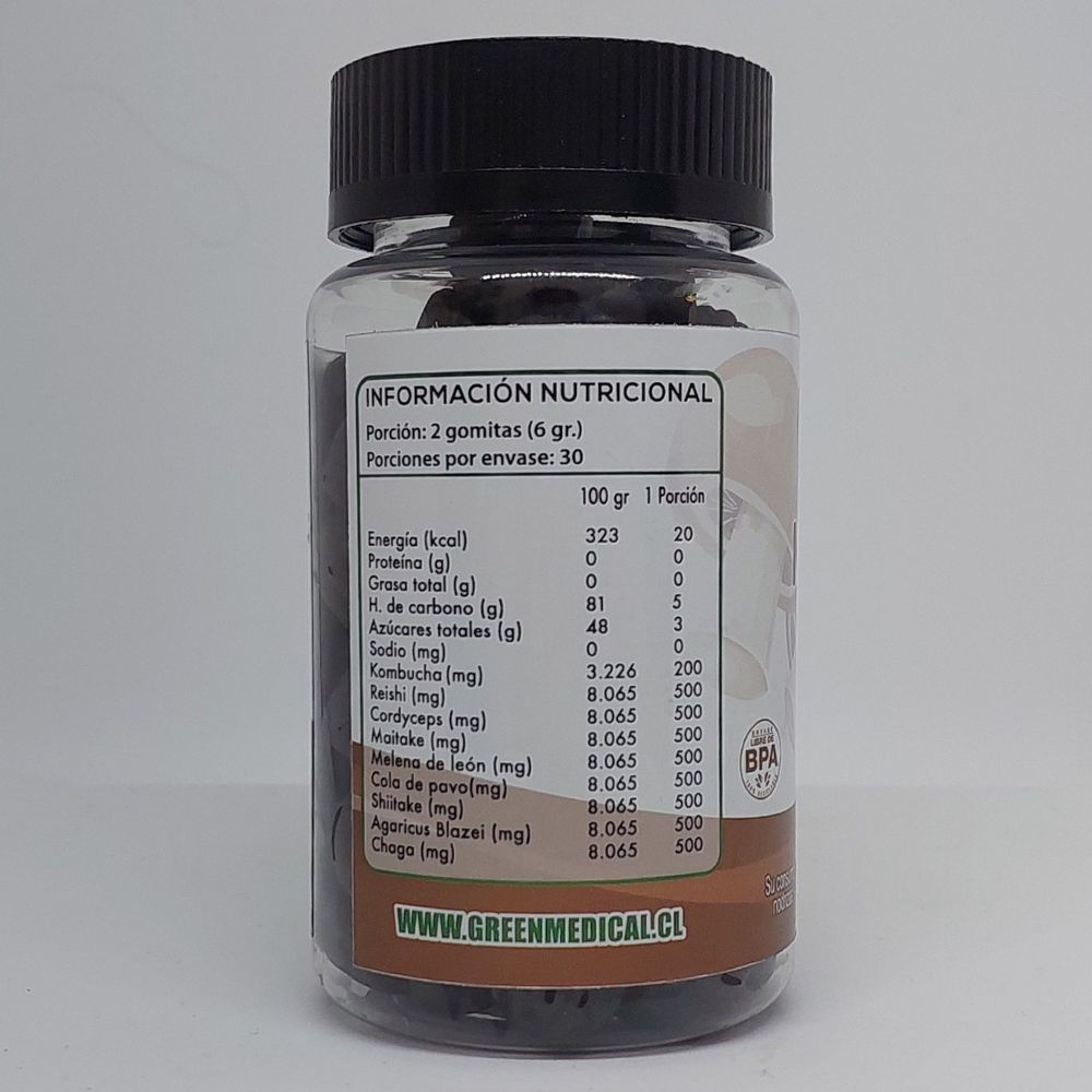 Mushrooms Gummies 60 Gomitas información nutricional