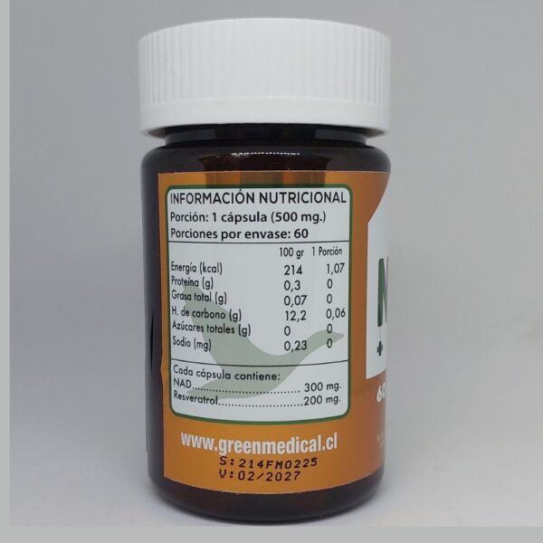 NAD + Resveratrol información nutricional