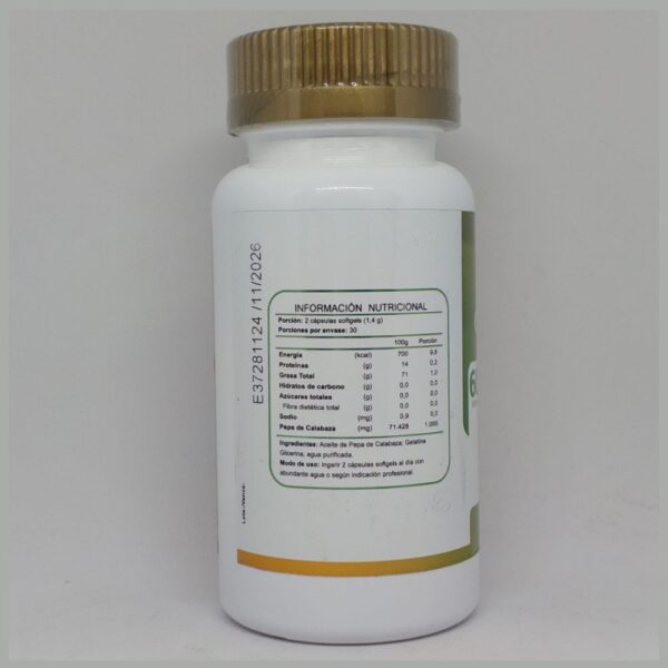 Pepa de Calabaza, capsulas, información nutricional