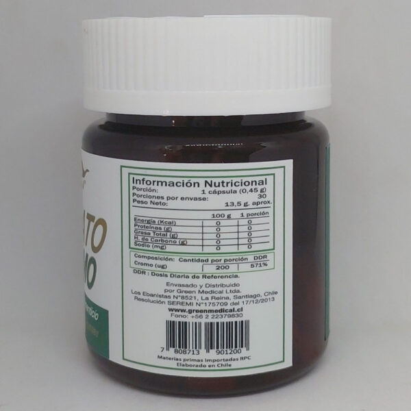 Picolinato de Cromo información nutricional