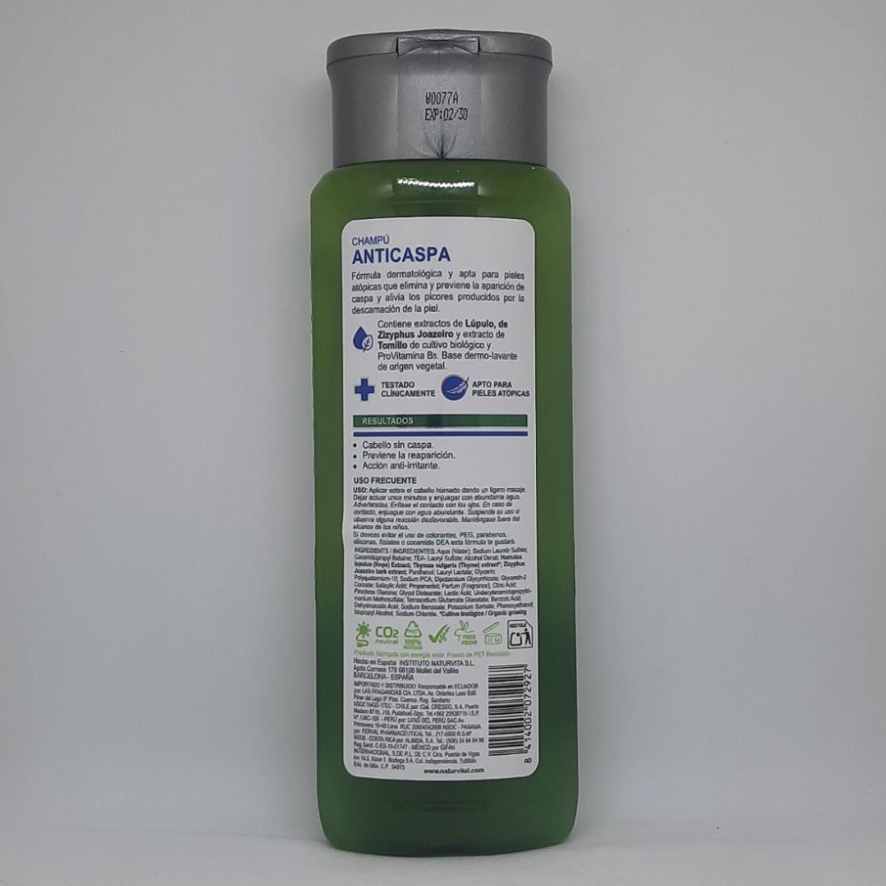 Shampoo Anticaspa Lúpulo 300 ml modo de uso
