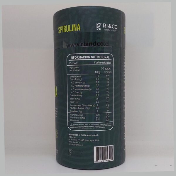 Spirulina polvo información nutricional
