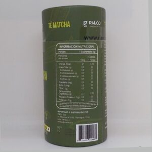 Té Matcha información nutricional