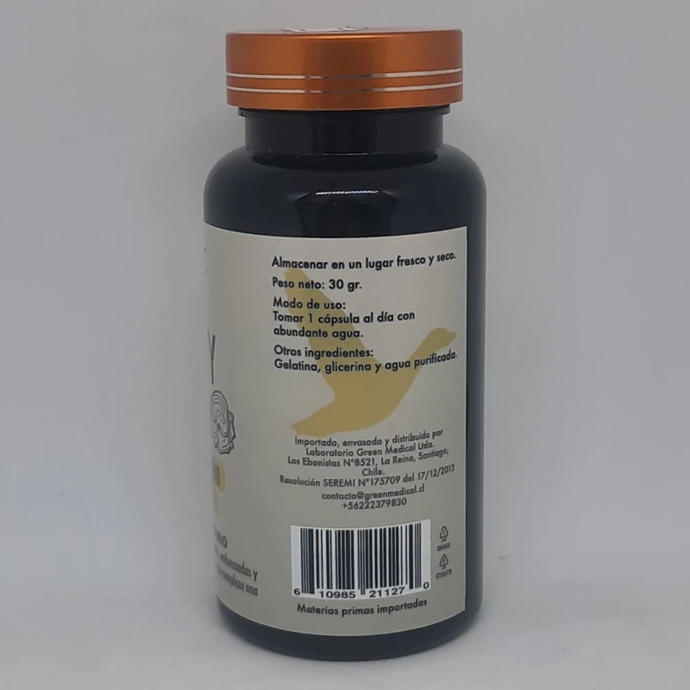 Turkey Tail (Cola de pavo) 500 mg 60 Cápsulas, modo de uso. Green Medical