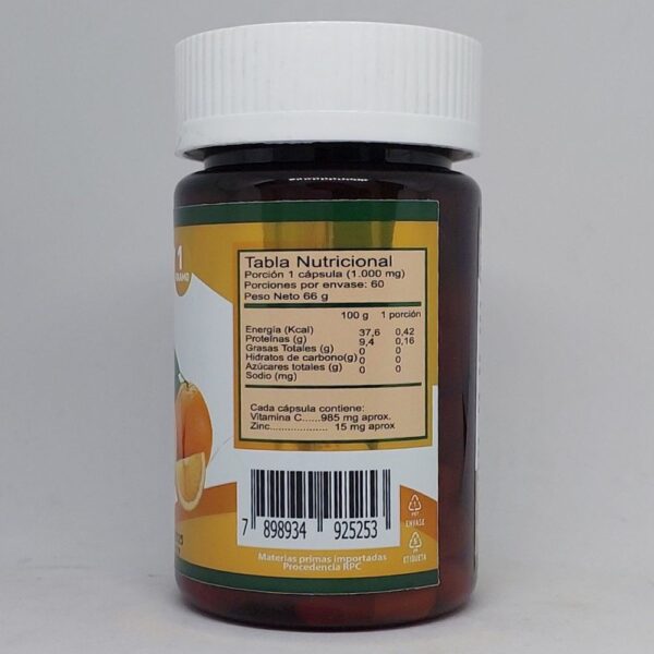 Vitamina C + Zinc Cápsulas información nutricional