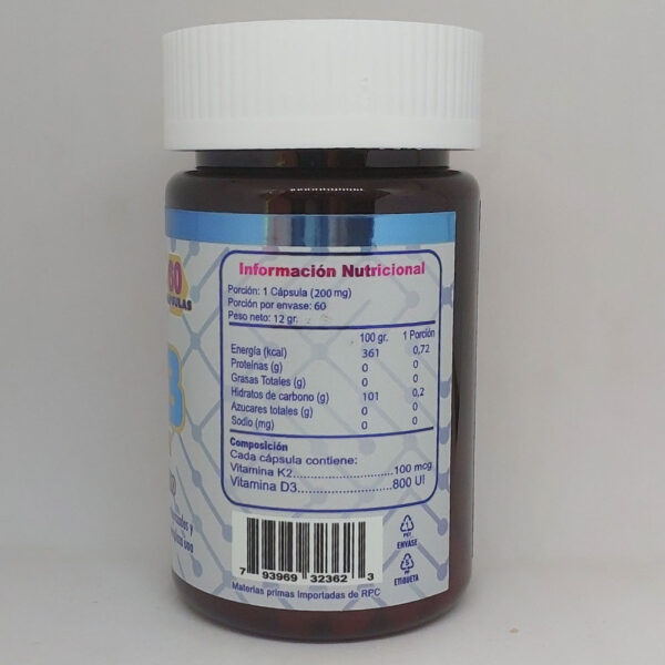 Vitamina K2+D3 información nutricional
