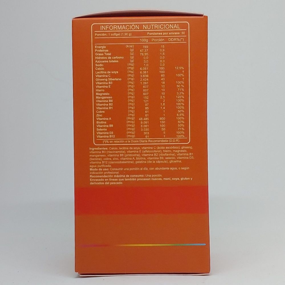 Vitamins + Ginseng 60 Cápsulas información nutricional