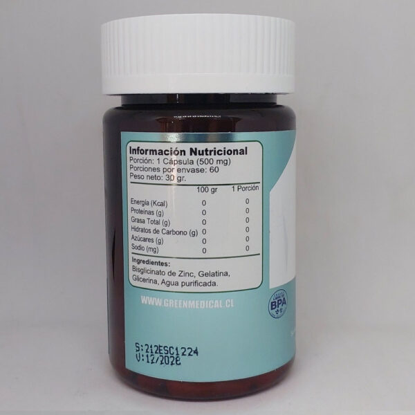Zinc Bisglicinato información nutricional
